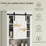 Móvel sobre Sanita com Porta de Correr Estilo Celeiro e 6 Compartimentos Móvel Casa de Banho Rústico 67x25x172 cm Branco