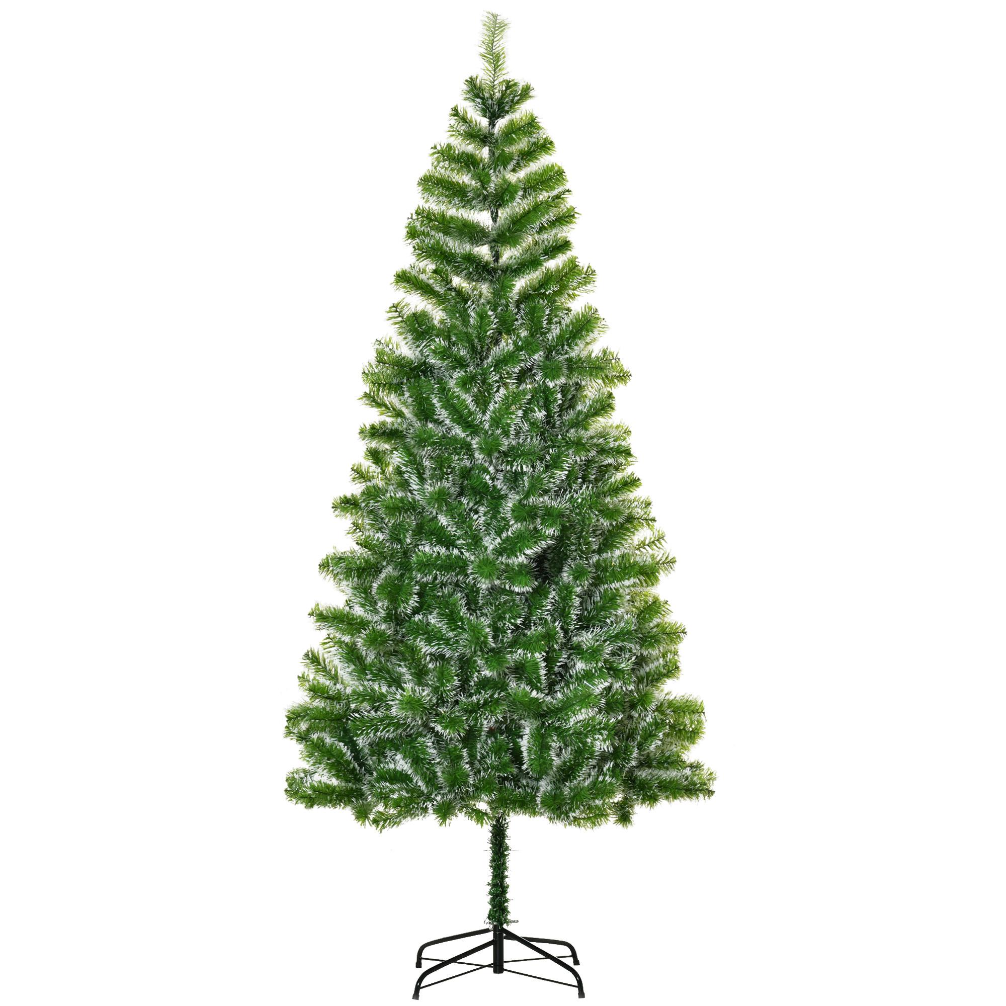 Árvore de Natal Artificial 210cm com 968 Ramos e Suporte de Metal Decoração Interior Sala de Estar Festas Ø100x210cm Verde