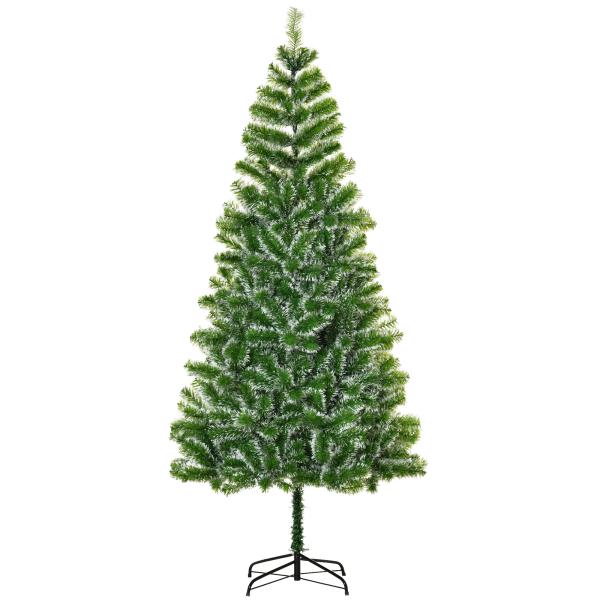 Árvore de Natal Artificial 210cm com 968 Ramos e Suporte de Metal Decoração Interior Sala de Estar Festas Ø100x210cm Verde