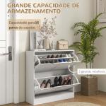 Sapateira Moderna com 2 Gavetas Rebatíveis e Prateleias Ajustáveis para 16 Pares de Sapatos Sapateira Compacta 81,5x25x83 cm Branco