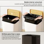 Balde de Lixo de Cozinha com Pedal 20L Tampa de Bambu com Fecho Suave 29,5x29,5x56,8 cm Branco e Madeira