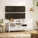 Móvel de TV Moderno com 3 Gavetas e 3 Prateleiras Abertas para Televisores de 43 - 55 Polegadas 120x39,5x50 cm Branco