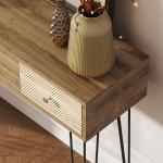 Mesa Consola com 3 Gavetas Consola Estreita para Entrada com Pés de Aço 90x30x75 cm Madeira