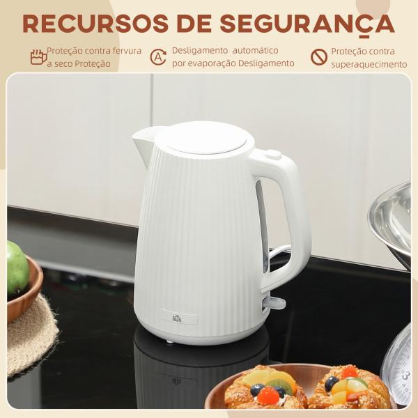 Jarro Elétrico 1,7 L 2200 W com Filtro Anticalcário Removível Desligamento Automático Base Giratória 360° Creme
