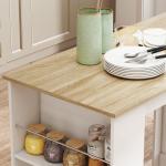 Mesa de Bar de Bistrô com 3 Prateleiras com Suporte Estilo Moderno para Cozinha e Sala de Jantar 112x57x106 cm Branco