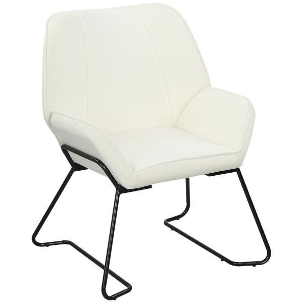 Poltrona Sala de Estar Moderna Poltrona de Leitura com Assento Largo e Acolchoado Estofada em Veludo Pés de Metal 70x67,5x87 cm Creme