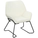 Poltrona Sala de Estar Moderna Poltrona de Leitura com Assento Largo e Acolchoado Estofada em Veludo Pés de Metal 70x67,5x87 cm Creme