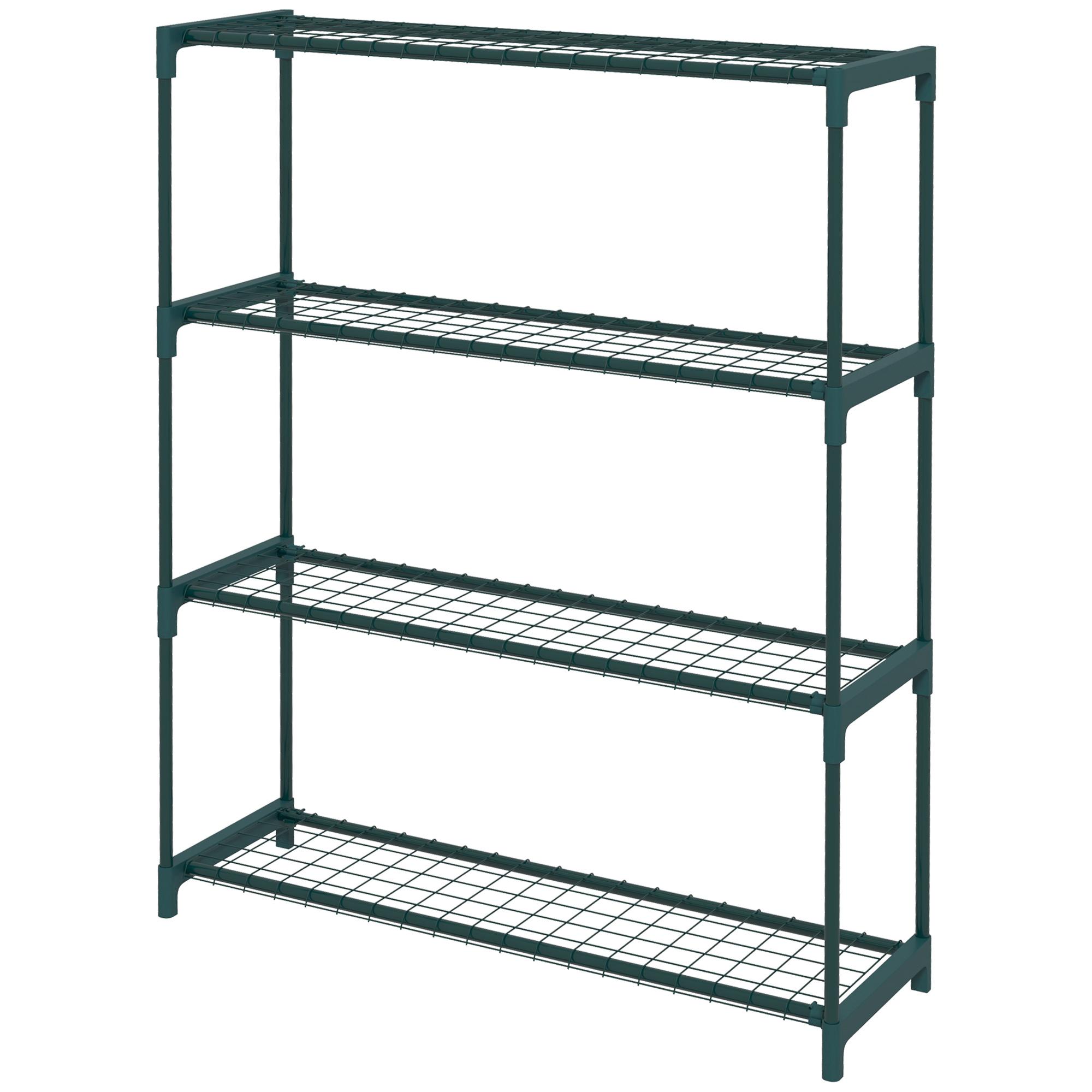 Suporte para Plantas Suporte para Vasos de Plantas de 4 Níveis com Estrutura de Aço 89x28x107 cm Verde Escuro