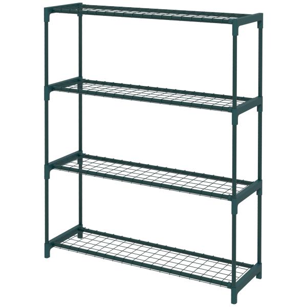Suporte para Plantas Suporte para Vasos de Plantas de 4 Níveis com Estrutura de Aço 89x28x107 cm Verde Escuro