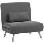 Sofá Cama de Uma Praça Dobrável Revestido em Tecido Cinzento Mesclado com Encosto Ajustável em 5 Níveis 80x75x83 cm