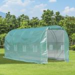 Estufa tipo Túnel 500x200x205 cm Estufa de Jardim com Porta Enrolável e 8 Janelas Cobertura de PE 140 g/m² Verde