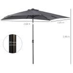 Chapéu de Sol com Luzes LED 268x205x248 cm Chapéu de Sol de Jardim Inclinável até 45° e Abertura a Manivela Cinza Escuro