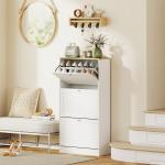 Móvel Sapateira de Entrada com 3 Gavetas Basculantes e Prateleiras Ajustáveis para 18 Pares de Sapatos 60x23,5x115 cm Branco