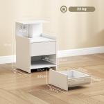 Mesa de Cabeceira com Estação de Carregamento Portos USB Gaveta e Prateleiras Abertas 40x40x60 cm Branco