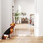 Barreira de Segurança para Cães Extensível para Escadas e Portas 75 - 95cm com Extensão de 10 cm Altura 76 cm Branco