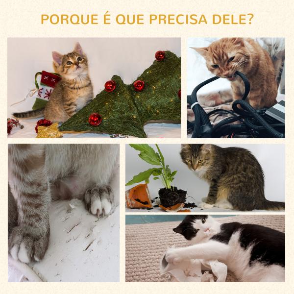 Árvore Arranhador para Gatos Pequenos Arranhador para Gatos com Poste de Juta Rampa Caverna e Bola Suspensa 40x40x57 cm Areia
