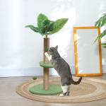 Árvore Arranhadora para Gatos 83 cm com Folhas Artificiais, Poste em Juta, Plataformas em Pelúcia e 2 Brinquedos, Verde