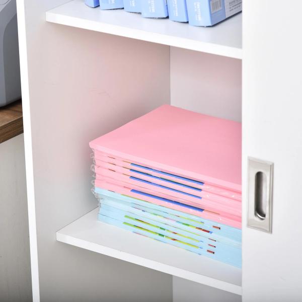 Armário de Escritório com 2 Portas Deslizantes e 3 Prateleiras 80x40x120 cm Branco