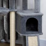 Arranhador para Gatos 127 cm com Caverna Rede Cama Plataformas Rampa de Sisal Bola Pendurada Cinza