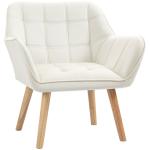 Poltrona de Sala Moderna Estofada em Veludo com Pés de Madeira Poltrona Relax para Sala de Estar Creme