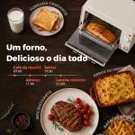 Mini Forno Elétrico 9L com Temperatura Ajustável até 230°C Temporizador 60 min e Bandeja para Assar 35x24,6x20 cm Creme