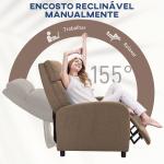 Poltrona Relax Reclinável até 155° Poltrona Reclinável Manual para Pessoas com Altura Inferior 195 cm 67x87x98 cm Marrom