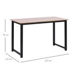 Secretária Moderna Mesa de Estudo com Estrutura de Aço e Pés Ajustáveis Mesa de Computador 120x60x76 cm Madeira e Preto