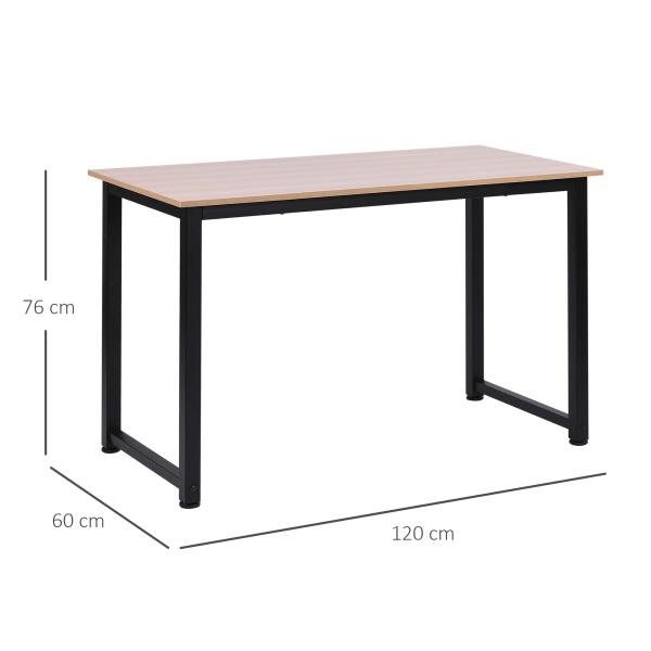 Secretária Moderna Mesa de Estudo com Estrutura de Aço e Pés Ajustáveis Mesa de Computador 120x60x76 cm Madeira e Preto