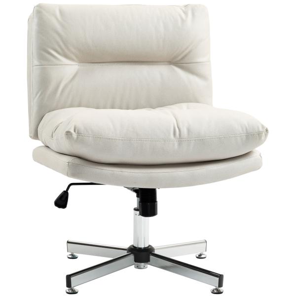Cadeira de Escritório com Altura Ajustável Função Basculante Base Cruzada e Assento Amplo Cadeira para Estúdio 65x65x84 - 94 cm Cinza Claro