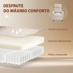 Poltrona de Massagem Reclinável com Apoio para Pés 2 Zonas de Massagem Assento com Molas Bolsos Estofamento em Linho Creme
