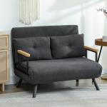 Sofá Cama Sofá Convertível em Cama de 2 Lugares Dobrável com Encosto Ajustável em 5 Níveis e 2 Almofadas 102x73x81 cm Cinza