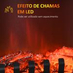 Lareira Elétrica 1000W/2000W com Luzes LED Chamas Realistas e Proteção Contra Superaquecimento para 15 - 20 ㎡ 60x37x60,5 cm Preto
