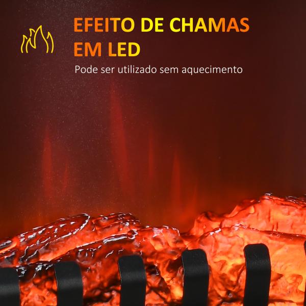 Lareira Elétrica 1000W/2000W com Luzes LED Chamas Realistas e Proteção Contra Superaquecimento para 15 - 20 ㎡ 60x37x60,5 cm Preto