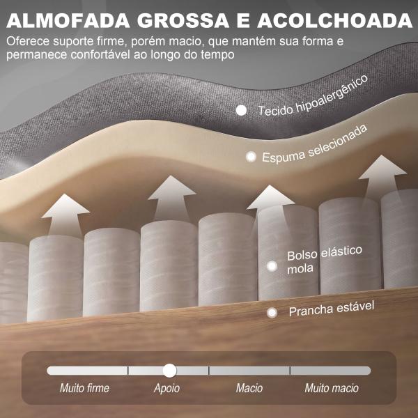 Poltrona de Sala com Apoios de Braços e Pés de Madeira Carga 160 kg para Quarto Escritório Sala de Estar 74x86x102 cm Cinzento