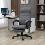 Cadeira de Escritório Giratória Reclinável com Altura Ajustável e Apoio para os Pés Retrátil 68x67x106 - 114 cm Cinza