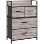 Cómoda de Quarto Armário de Armazenamento com 4 Gavetas Dobráveis Prateleira Aberta e Estrutura de Aço para Sala Entrada 60x29x85 cm Cinzento