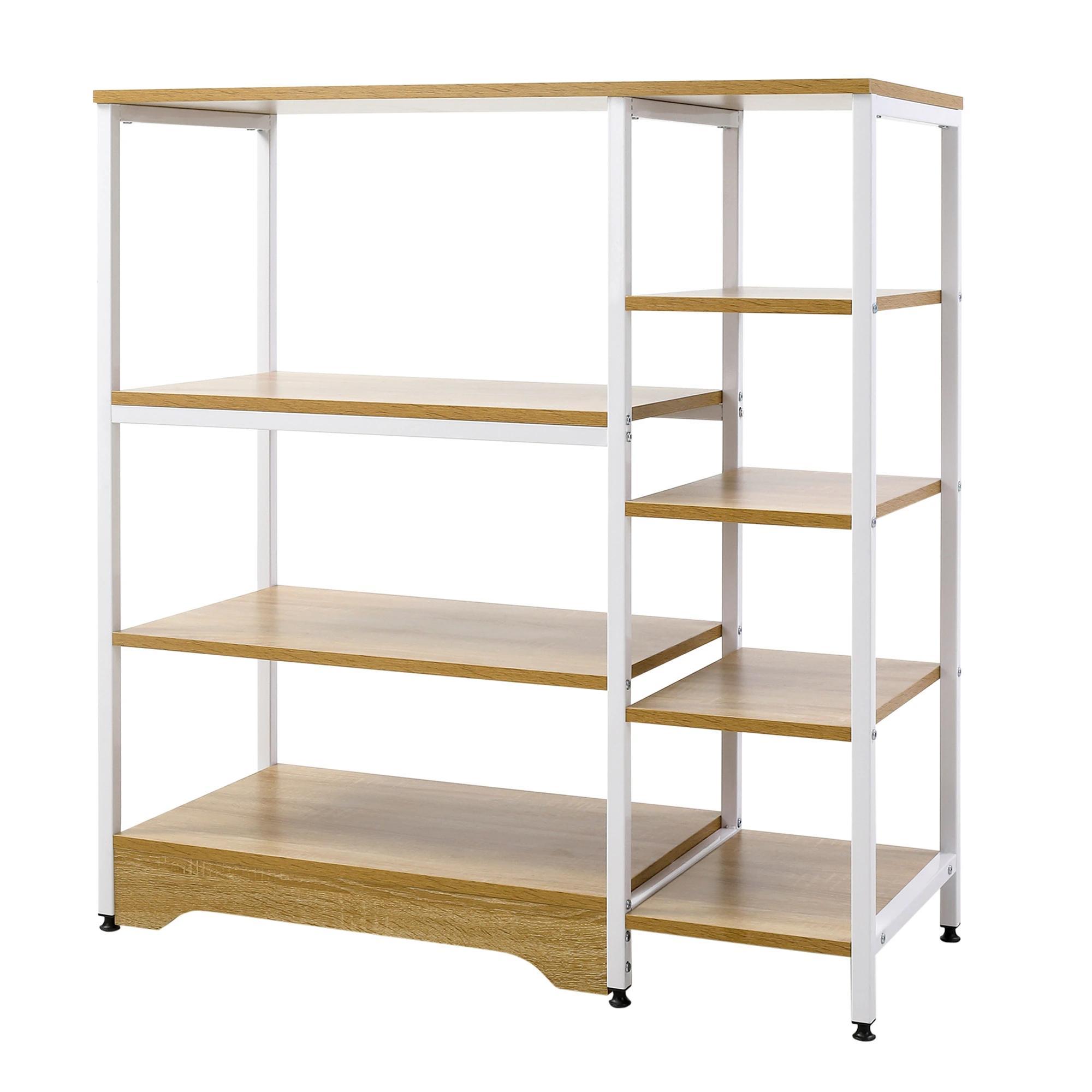 Estante Multiuso com 7 Prateleiras de Armazenamento para Utensílios Livros Plantas 90x40x95cm Madeira Natural