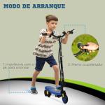 Trotinete Elétrica Dobrável com Velocidade Máx. 12 km/h Motor 120 W Autonomia Máxima 10 km e Farol LED 75x48x93 - 105 cm Azul