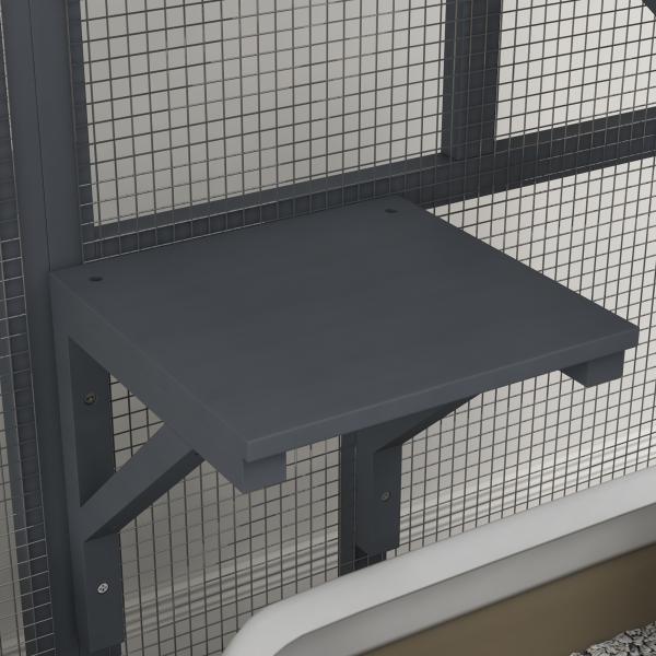 Gaiola Interior para Gatos em Madeira com Rodas, Portas, Plataformas de Salto, Rede e Topo Basculante, 110x100x60 cm, Cinzento