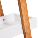 Estante de Bambú para Casa de Banho com 3 Prateleiras de Armazenamento Móvel Organizador para Cozinha Sala de Estar Lavanderia 30x18x81cm Madeira e Branco