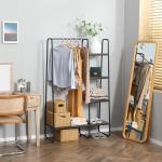 Suporte para Cabides com 4 Prateleiras de Armazenamento e Barra de Pendurar Estilo Industrial 101x39x160cm Marrom e Preto