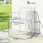 Conjunto de 4 Cadeiras de Jardim Exterior Empilháveis de PP com Encosto Curvado Assento com Ripas 55x58,5x81,5 cm Branco