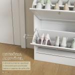 Sapateira Estreita com 2 Portas Sapateira para Entrada com Prateleiras Ajustáveis para 12 Pares de Sapatos 60x24x80 cm Branco