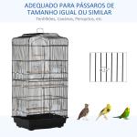 Gaiola para Passáros Gaiola de Metal com Portas 4 Comedouros 3 Poleiros Baloiço Bandeja Removível e Alça de Transporte para Papagaio Canário Periquito 46,5x35,5x92cm Preto