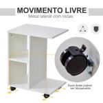 Mesa Auxiliar Moderna Mesa Auxiliar em Forma de C com Rodas e Prateleiras Abertas 45x35x58 cm Branca