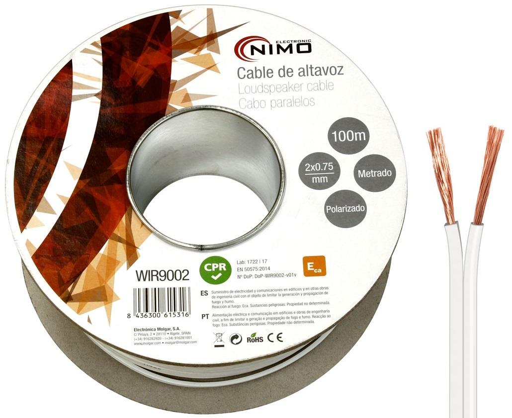 Bobine Cabo Coluna Branco 2x 0,75mm² Branco (100 mts) - NIMO