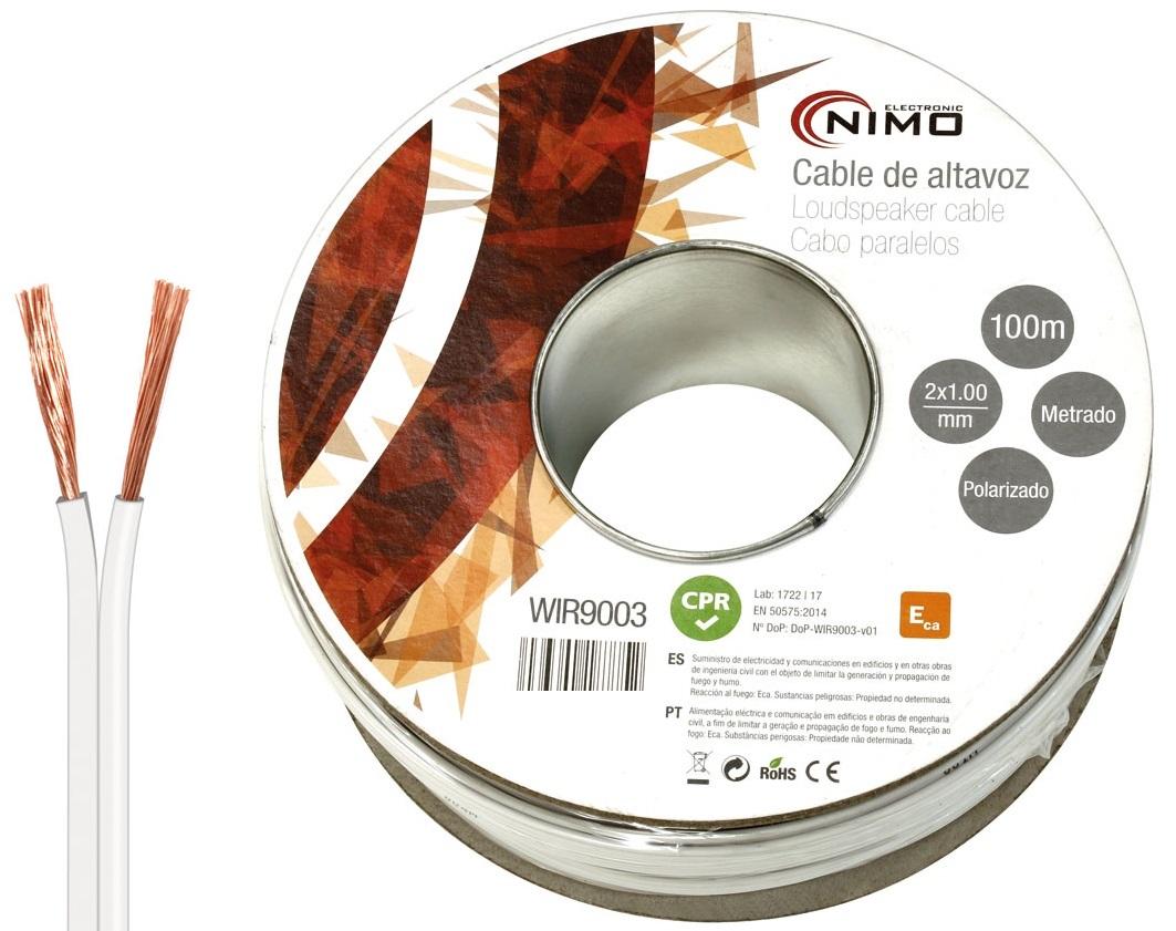 Bobine Cabo Coluna Branco 2x 1mm Branco (100 mts) - NIMO