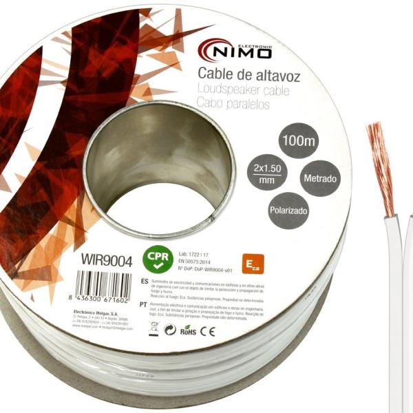 Bobine Cabo Coluna Branco 2x 1,50 mm² (100 mts) - NIMO