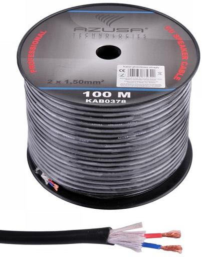 Bobine Cabo Redondo Audio 2x 1,50mm² Preto (100 mts) - AZUSA
