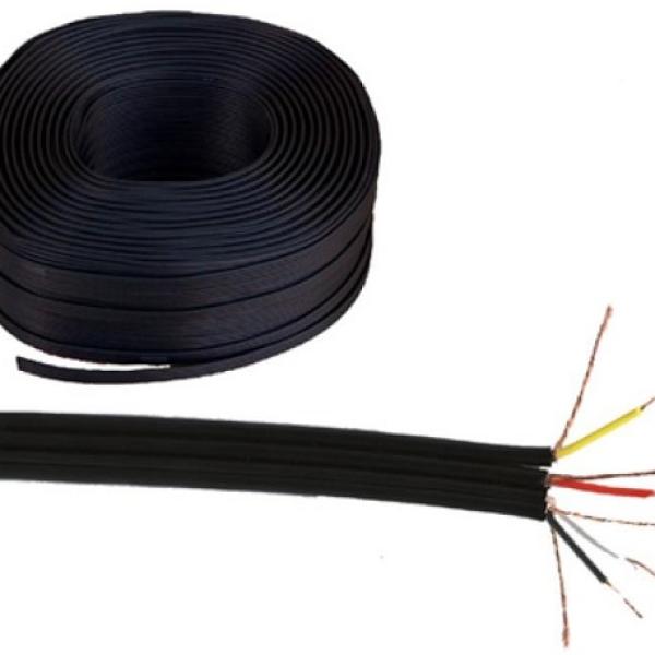 Bobine Cabo Audio e Video Paralelo 4 Condutores + 4 Malhas Preto (100 mts)